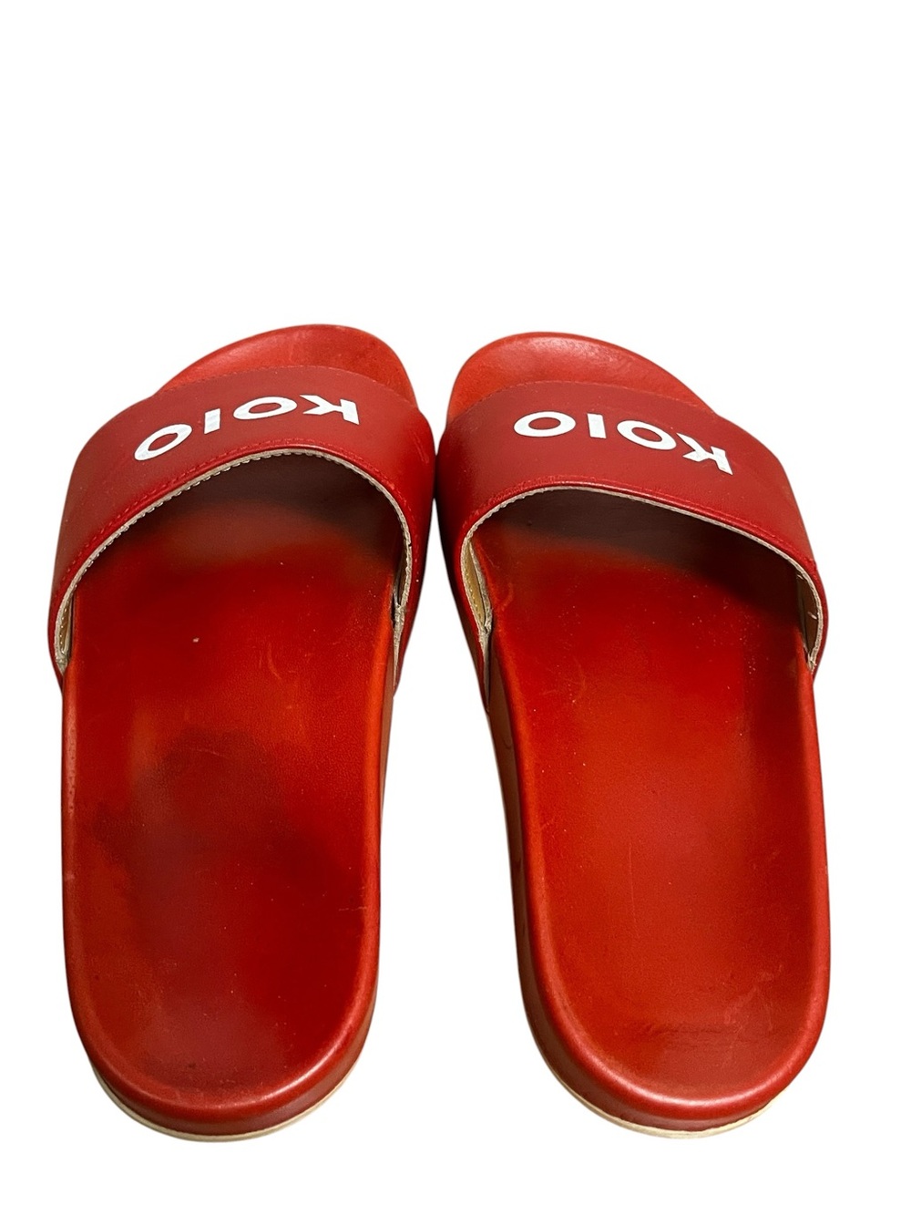 KOIO Slide Sandals Red Leather Made in Italy Minimalist EU 38 US 7.5/8 - Picture 5 of 12